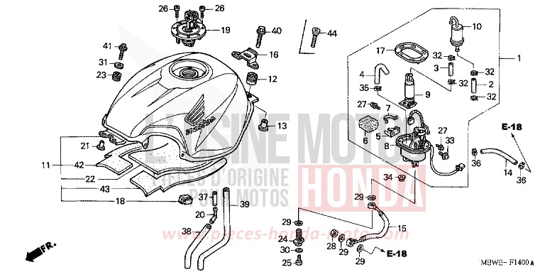 FUEL TANK for CBR600F Special Edition WINNING RED (R258) from 2002